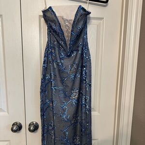 Meshki Harriet blue sequin maxi dress